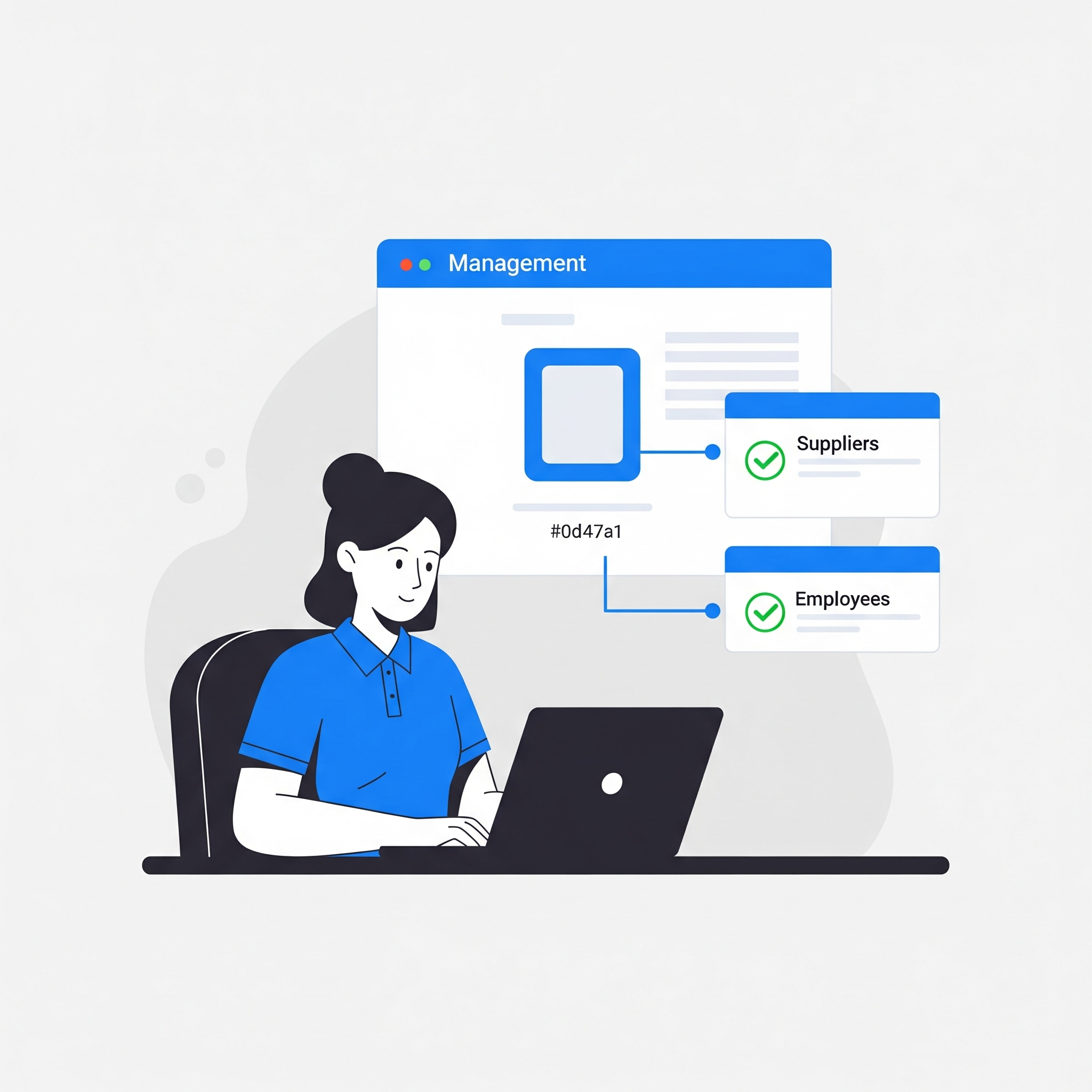 Ilustración de gestión de proveedores y empleados